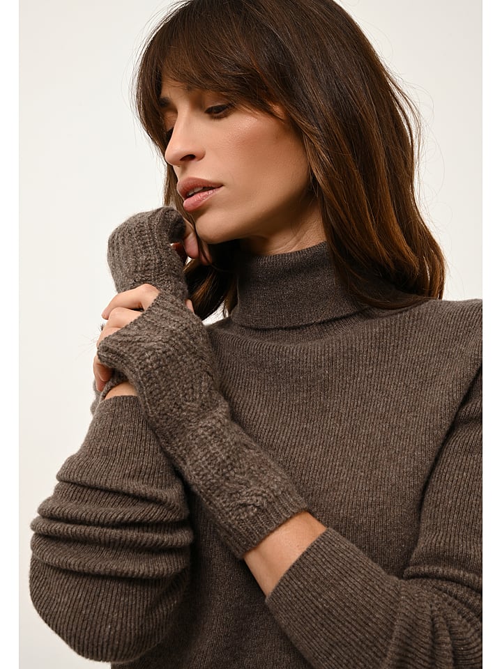 Just Cashmere Kaszmirowe mankiety "Bale" w kolorze brązowym rozmiar: onesize