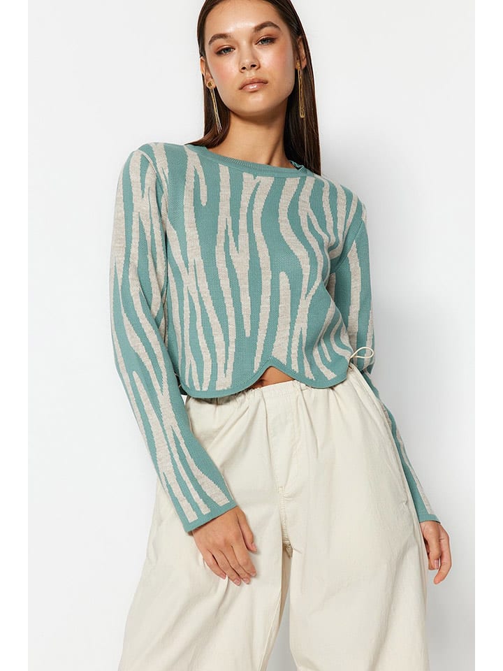 trendyol Sweter w kolorze błękitno-beżowym rozmiar: M