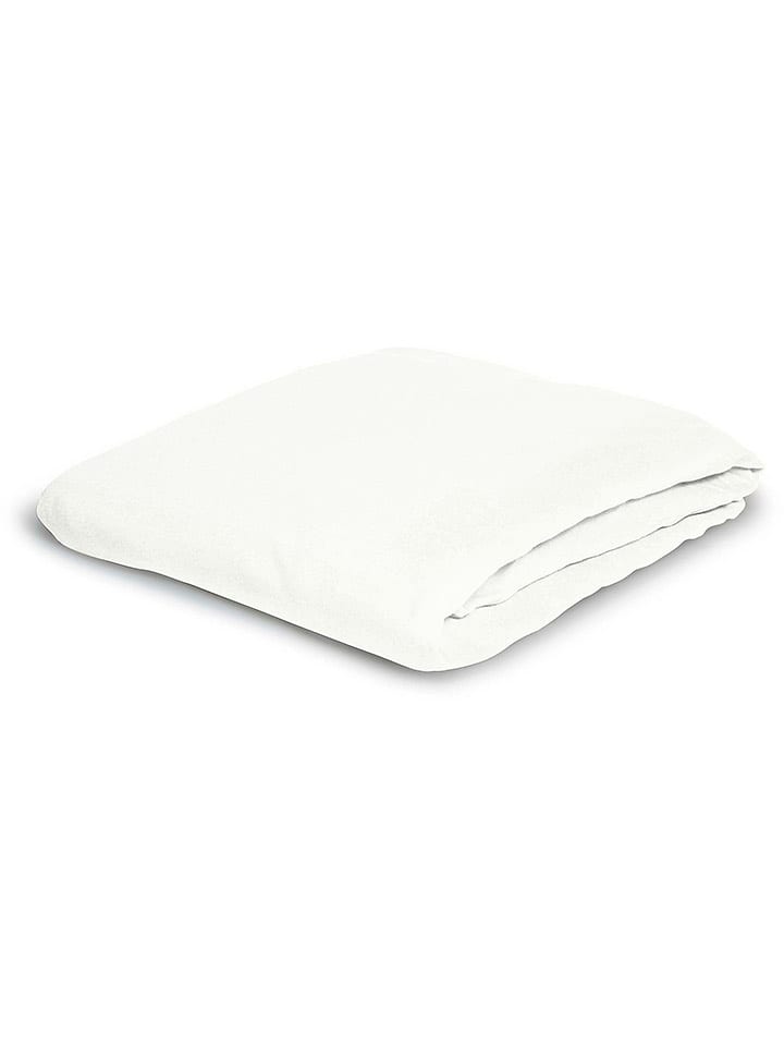 Bierbaum Prześcieradło flanelowe w kolorze białym na gumce rozmiar: 150x200 cm