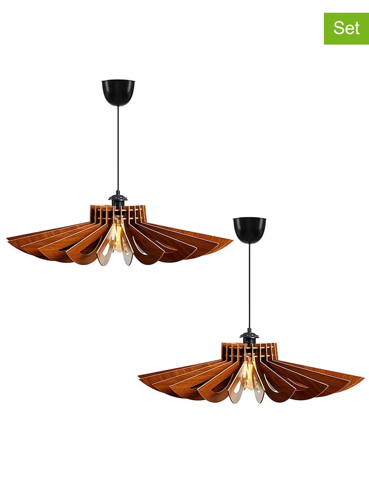 WellHome Lampy wiszące (2 szt.) w kolorze jasnobrązowym - wys. 16 x Ø 68 cm rozmiar: onesize