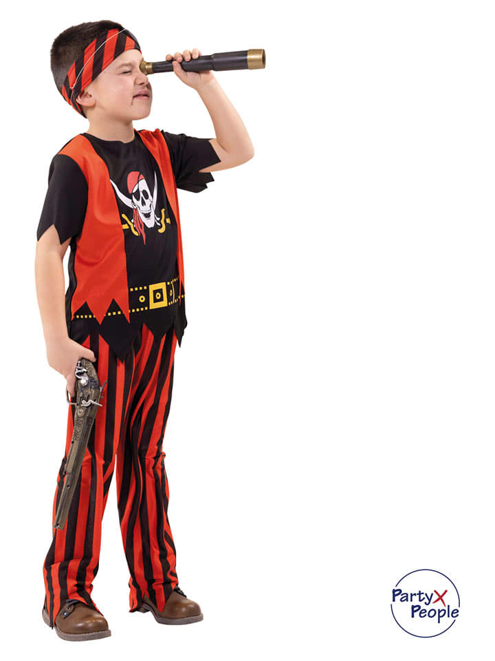 Party x People 5-częściowy kostium "Pirat Flint" w kolorze czerwono-czarnym rozmiar: 140