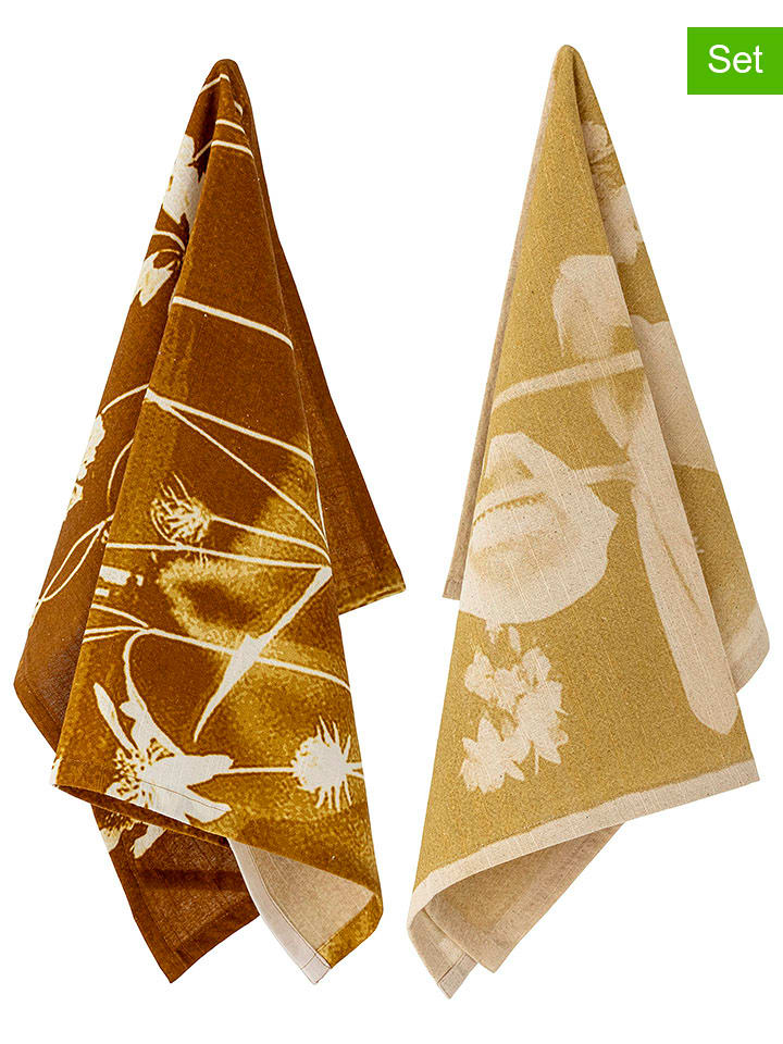 Bloomingville Ściereczki (2 szt.) w kolorze żółto-brązowym do naczyń - 70 x 45 cm rozmiar: onesize