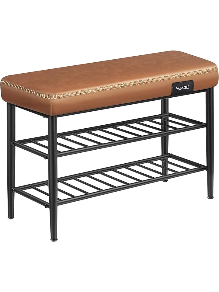 Songmics Ławka w kolorze jasnobrązowo-czarnym - 80 x 50 x 30 cm rozmiar: onesize