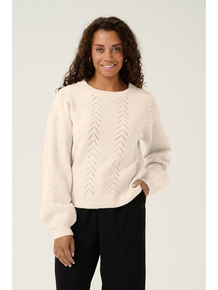 Kaffe Sweter "Holiday" w kolorze kremowym rozmiar: M