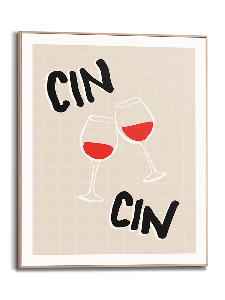 Orangewallz Druk artystyczny "Cin Cin Cheers" w ramce rozmiar: 40x50 cm