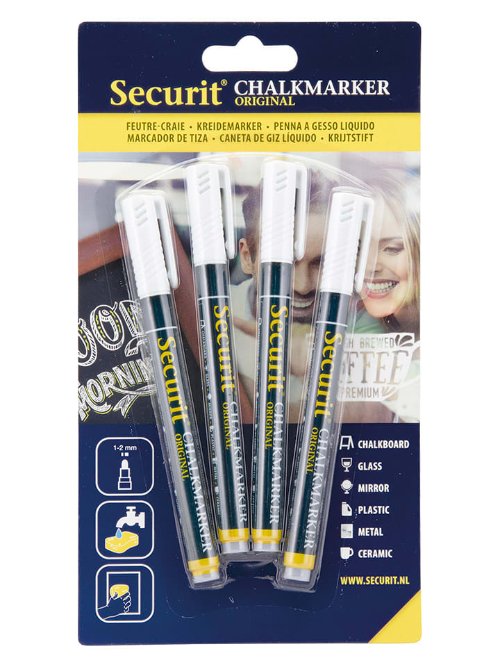 Securit Płynne markery kredowe (4 szt.) "Securit®" w kolorze białym rozmiar: onesize