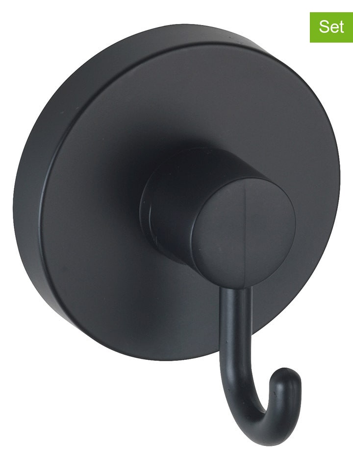 Wenko Haczyki ścienne (2 szt.) "Vacuum-Lok" w kolorze czarnym - Ø 6,5 cm rozmiar: onesize