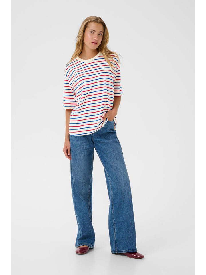 Kaffe Koszulka w kolorze biało-niebiesko-czerwonym rozmiar: S