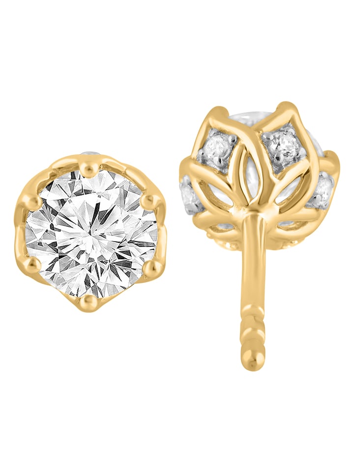 Diamonds lab grown Złote kolczyki-wkrętki z diamentami rozmiar: onesize