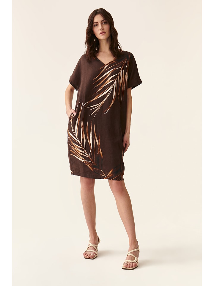 TATUUM Lniana sukienka w kolorze brązowym rozmiar: 44