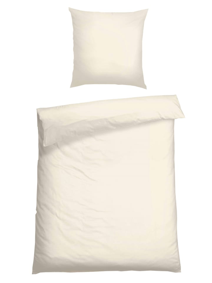 Schiesser Komplet pościeli satynowej "Ella" w kolorze kremowym rozmiar: 135x200 cm