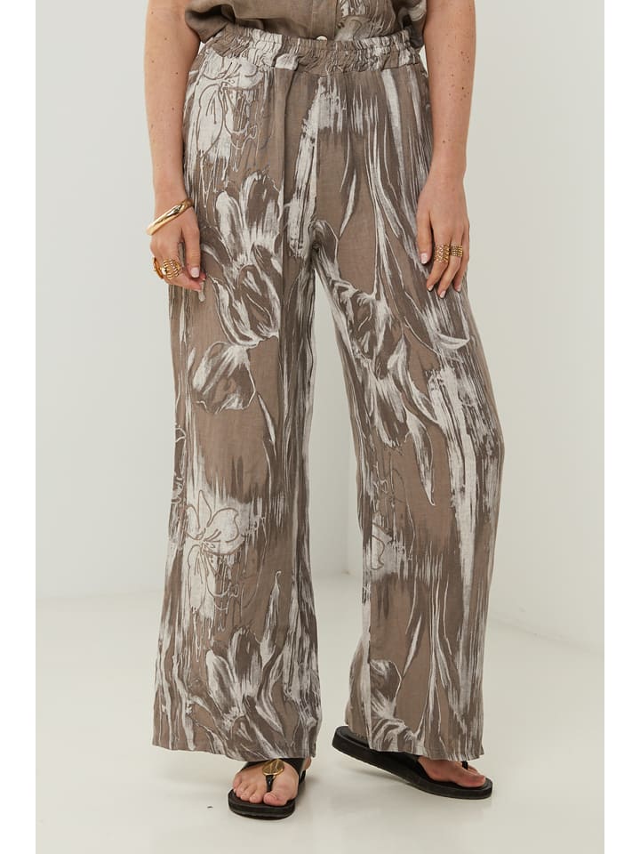 Rodier Lin Lniane spodnie w kolorze szarobrązowym rozmiar: M/L