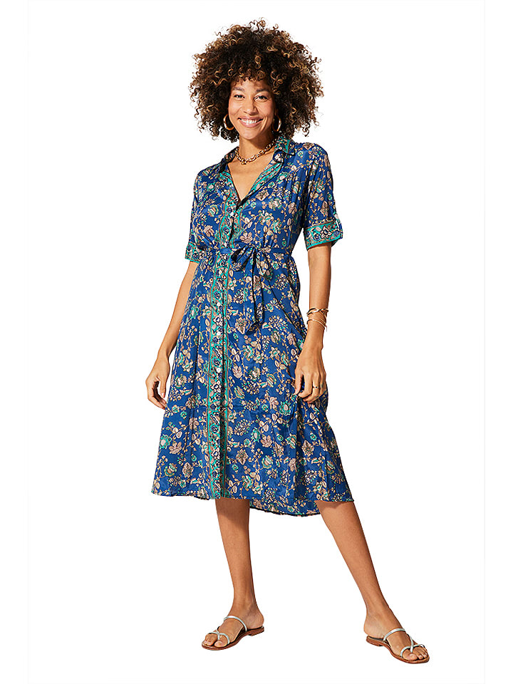 Aller Simplement Sukienka w kolorze niebiesko-kremowo-turkusowym rozmiar: 38/40