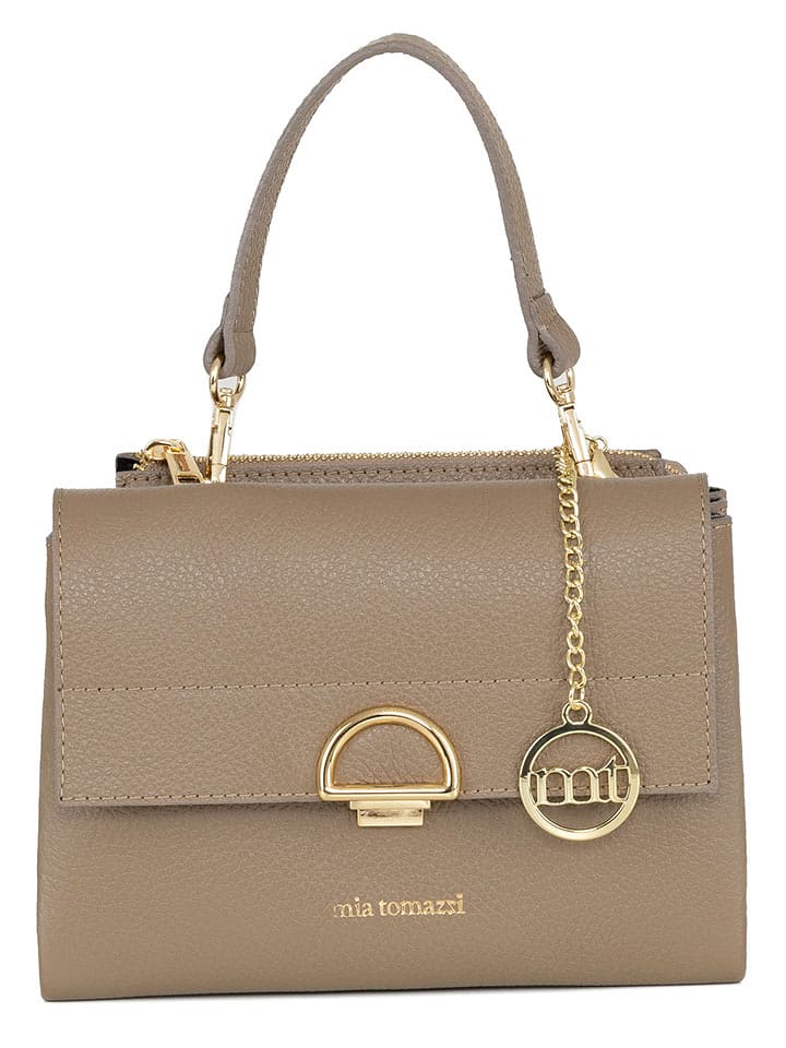 Mia Tomazzi Skórzana torebka "Berlese" w kolorze beżowym - 21 x 16 x 3 cm rozmiar: onesize