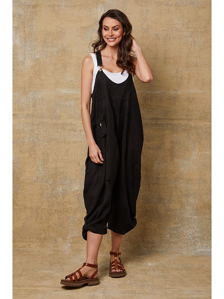 Fleur de Lin Lniane ogrodniczki "Bridget" w kolorze czarnym rozmiar: L