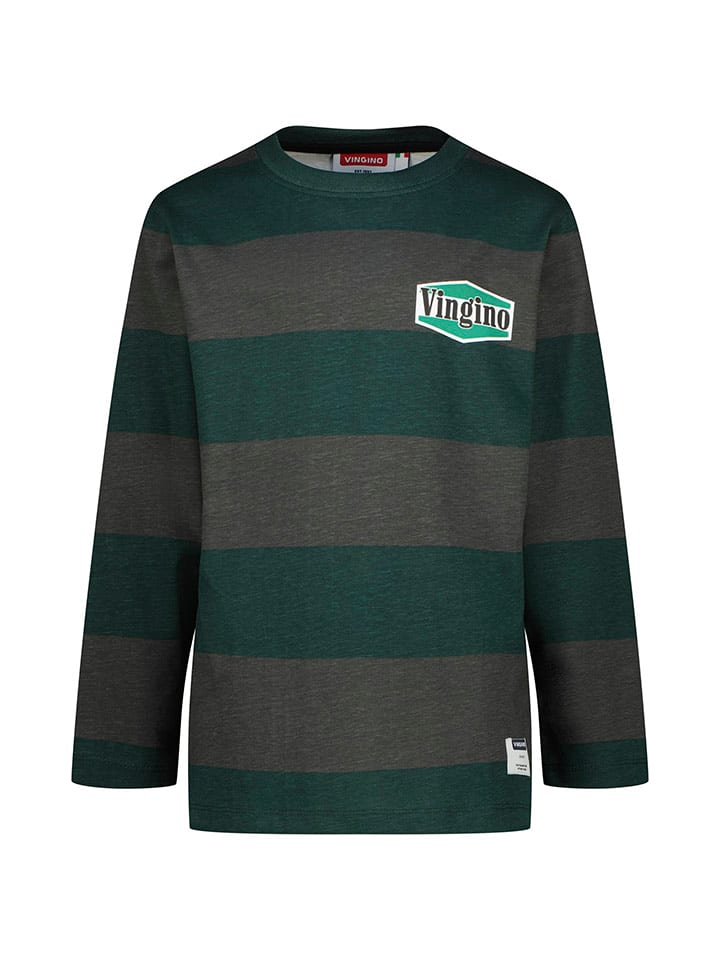 Vingino Koszulka "300" w kolorze zielono-antracytowym rozmiar: 152
