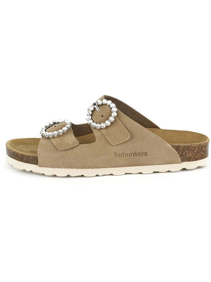 BABUNKERS Family Skórzane klapki w kolorze jasnobrązowym rozmiar: 42