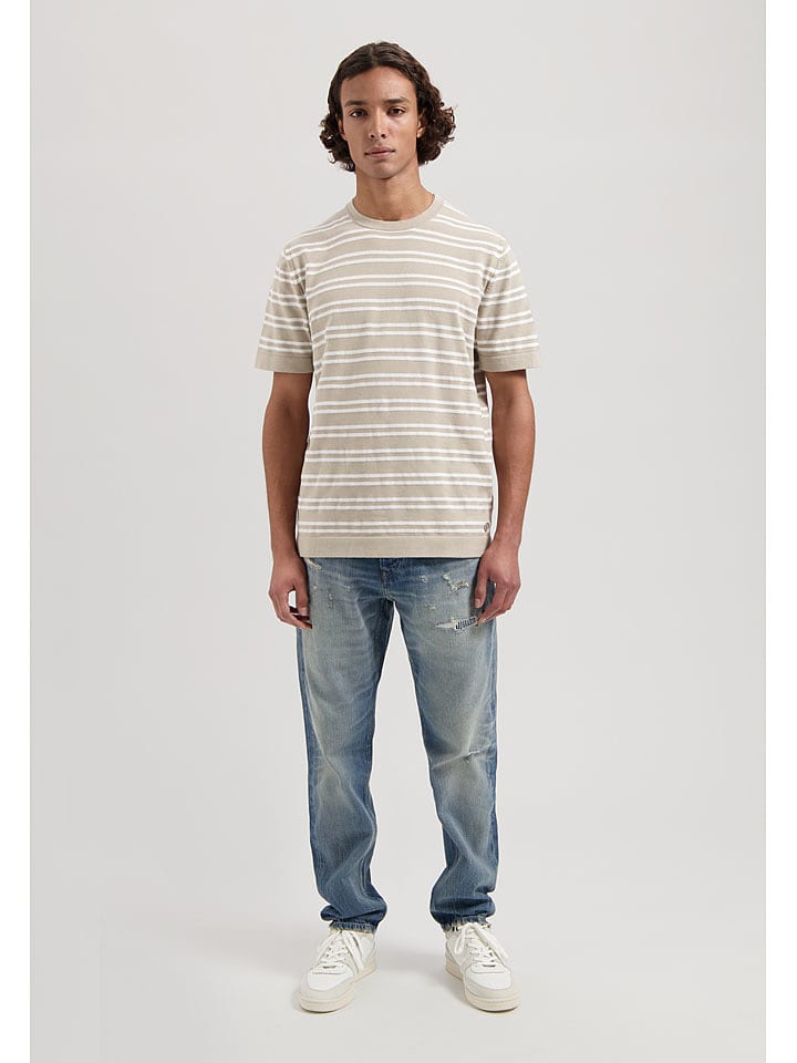 DSTREZZED Koszulka w kolorze szarobrązowo-białym rozmiar: L