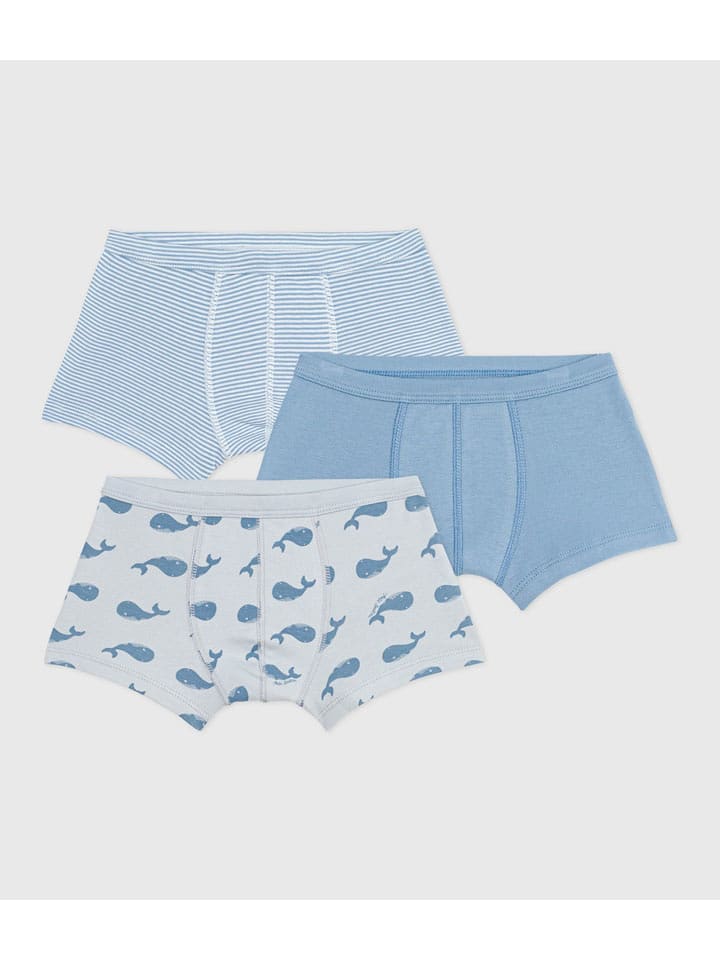 PETIT BATEAU Bokserki (3 pary) w kolorze błękitno-białym rozmiar: 140