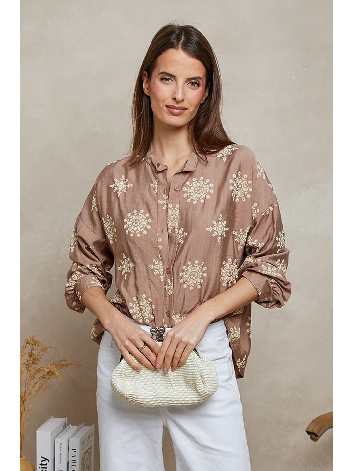 Plume Bluzka "Tidji" w kolorze jasnobrązowym rozmiar: L