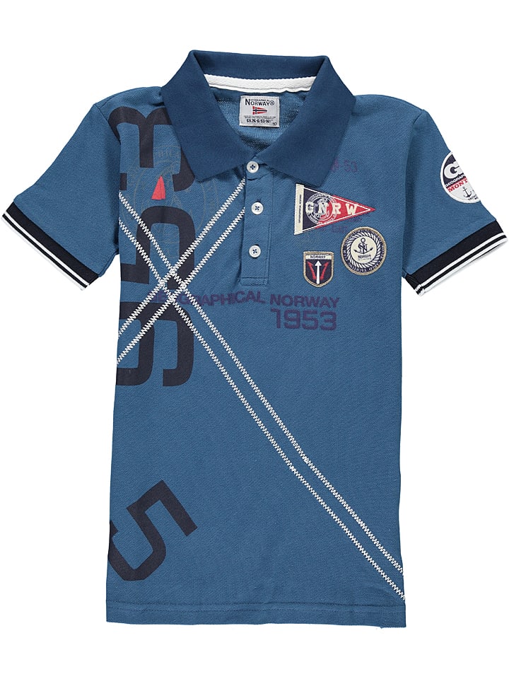 Geographical Norway Koszulka polo w kolorze niebieskim rozmiar: 140