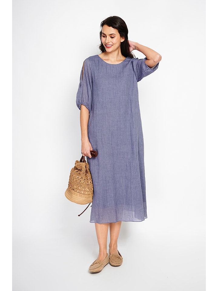 ASSUILI Lniana sukienka w kolorze niebieskim rozmiar: 36