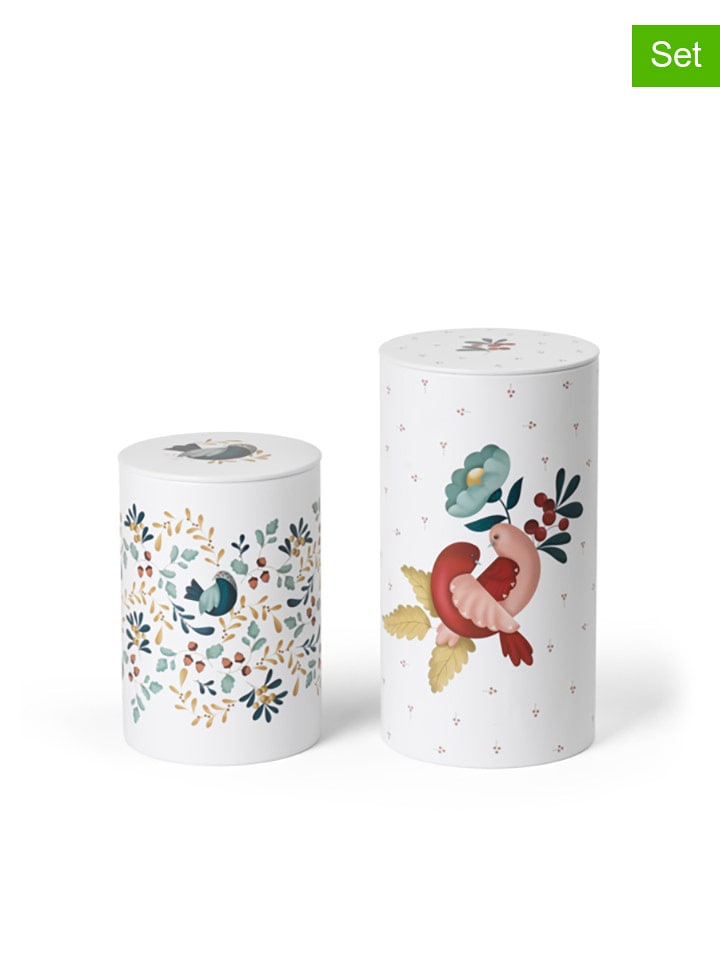 Rosendahl Pojemniki (2 szt.) "Cottage" w kolorze białym ze wzorem rozmiar: onesize
