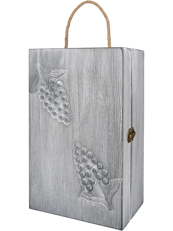 GILDE Skrzynka "Vin" w kolorze szarym na butelki wina - 20,5 x 35 x 10 cm rozmiar: onesize