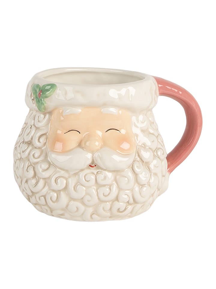 Clayre & Eef Kubek jumbo w kolorze biało-jasnoróżowym - 550 ml rozmiar: onesize