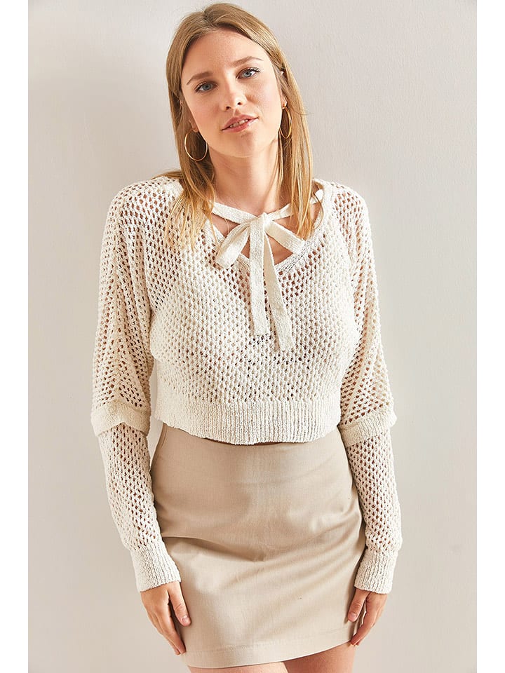 Jumeon Sweter w kolorze beżowym rozmiar: onesize