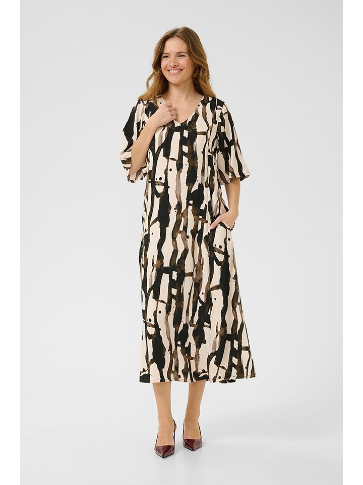 CULTURE Sukienka w kolorze czarno-kremowym rozmiar: L