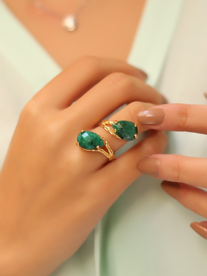 Pierres delicates Pozłacany pierścionek z agatem rozmiar: onesize