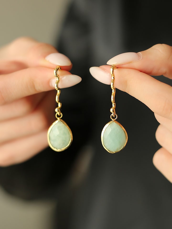 Pierres de Jade Pozłacane kolczyki-wkrętki z amazonitami rozmiar: onesize