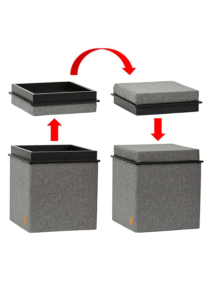 STORE IT Hocker "Premium" w kolorze antracytowym ze schowkiem - 37 x 40 x 37 cm rozmiar: onesize