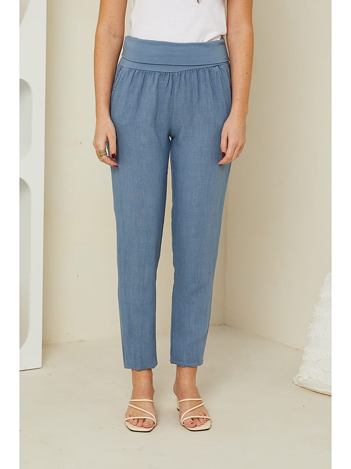 Rodier Lin Lniane spodnie w kolorze niebieskim rozmiar: M/L