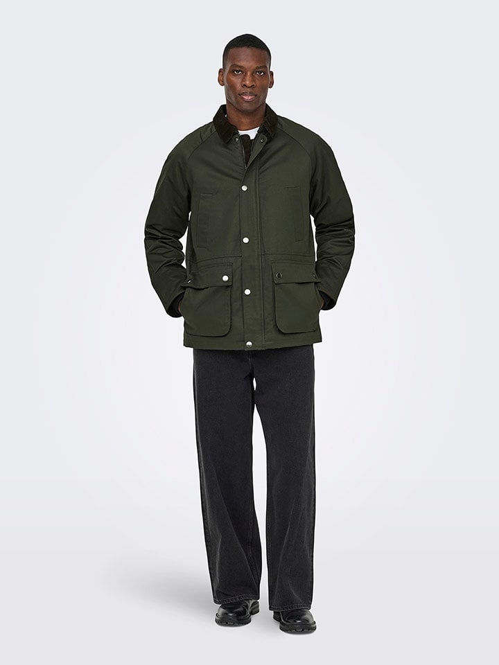 ONLY & SONS Kurtka koszulowa w kolorze ciemnozielonym rozmiar: M