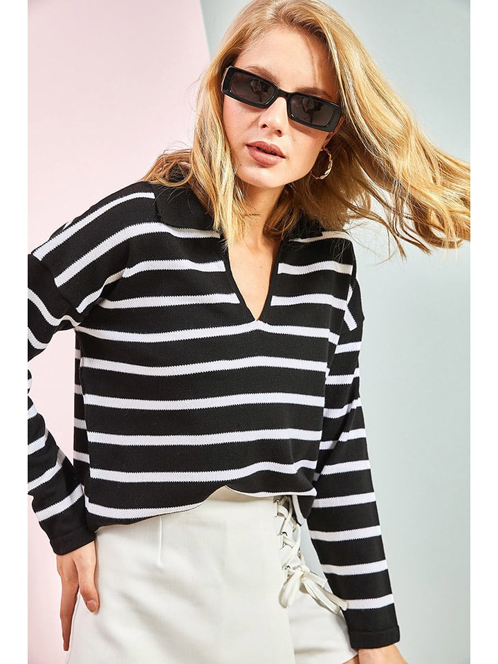 Bianco Lucci Sweter w kolorze czarno-białym rozmiar: onesize