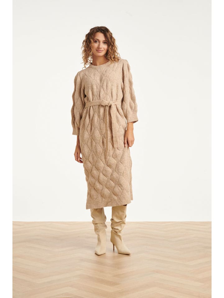 Smashed Lemon Sukienka dzianinowa w kolorze beżowym rozmiar: M