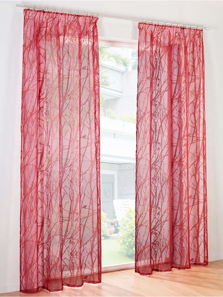 heine home Firanka dekoracyjna w kolorze czerwonym rozmiar: 145x140 cm