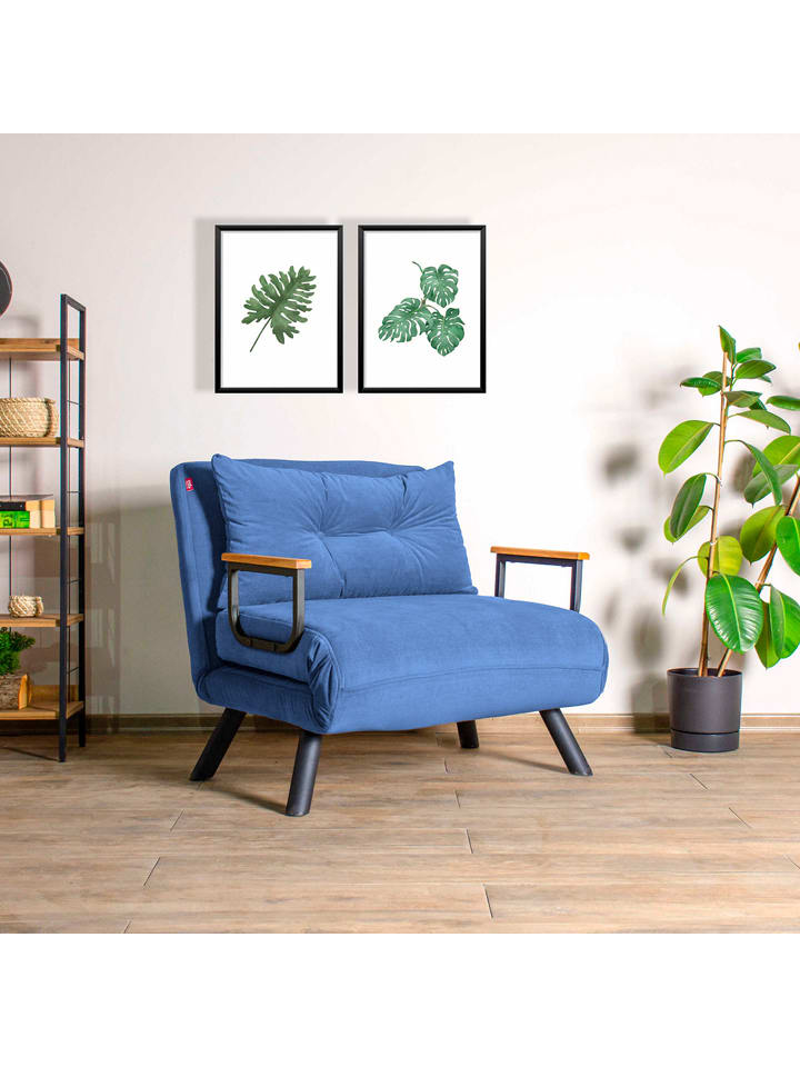 Evila Fotel "Sando" w kolorze błękitnym z funkcją leżanki - 60 x 78 x 78 cm rozmiar: onesize