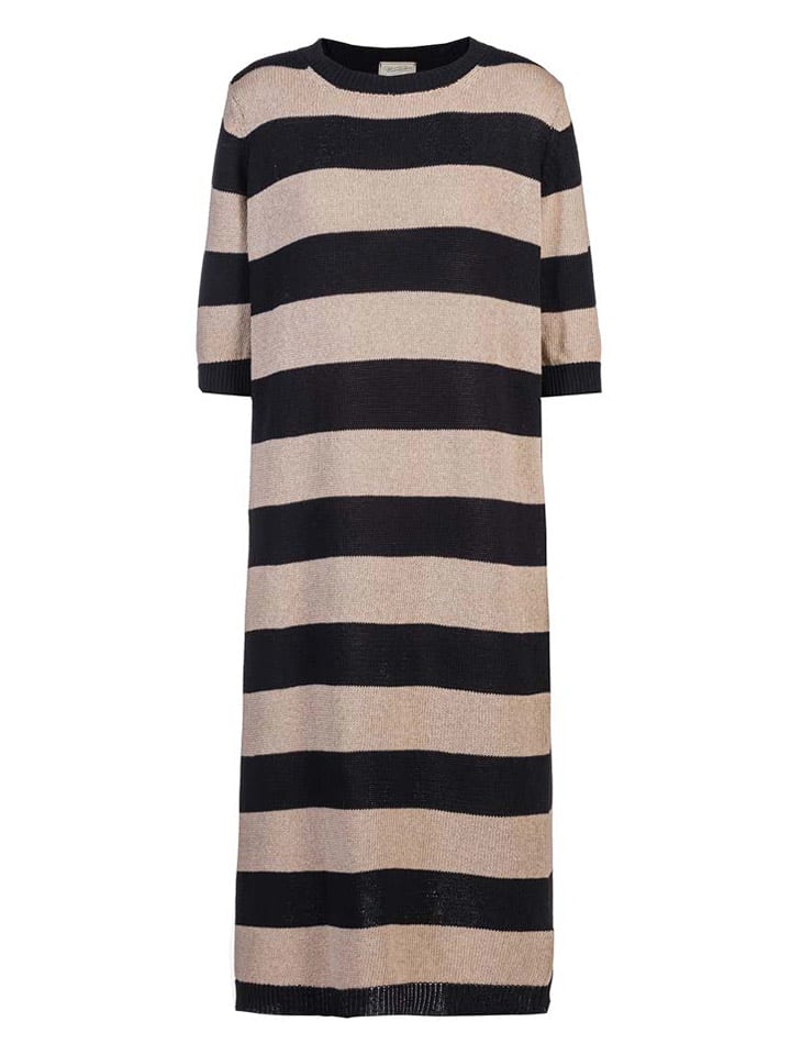 Herrlicher Sukienka dzianinowa "Yamila" w kolorze piaskowo-czarnym rozmiar: S