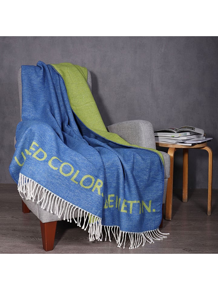 Benetton Pled w kolorze niebiesko-żółtym rozmiar: 140x190 cm