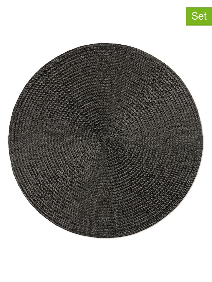 Trendy Kitchen by EXCÉLSA Podkładki stołowe (6 szt.) "Round" w kolorze czarnym - Ø 36 cm rozmiar: onesize