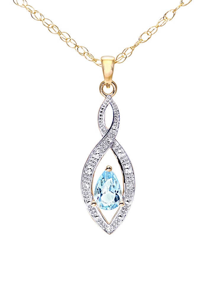 Revoni Złoty naszyjnik z diamentami i topazem - dł. 46 cm rozmiar: onesize