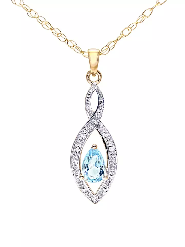 Revoni Złoty naszyjnik z diamentami i topazem - dł. 46 cm rozmiar: onesize