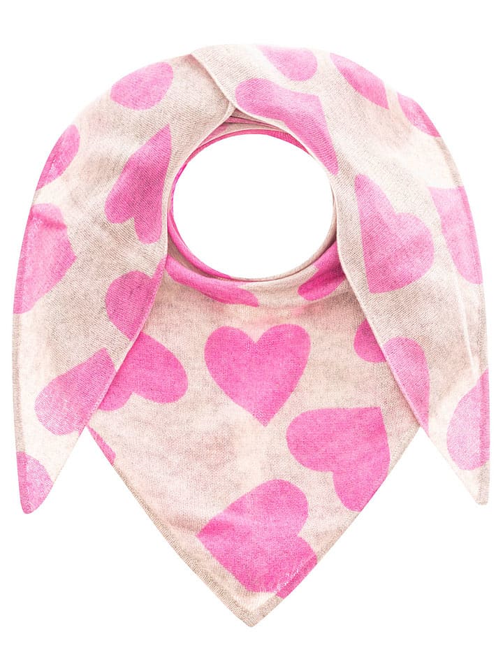 Zwillingsherz Kaszmirowa chusta trójkątna w kolorze beżowo-różowym - 175 x 120 cm rozmiar: onesize