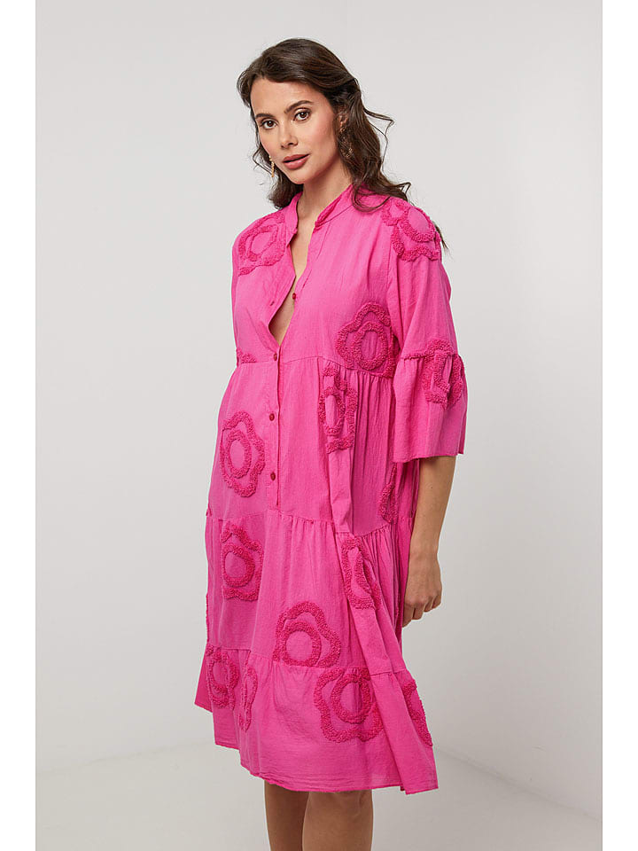 Lin Passion Lniana sukienka w kolorze różowym rozmiar: 40/42