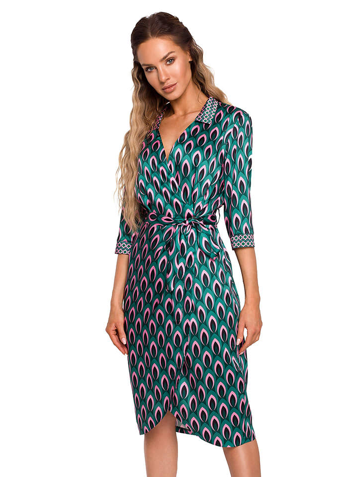 made of emotion Sukienka w kolorze zielonym ze wzorem rozmiar: XXL