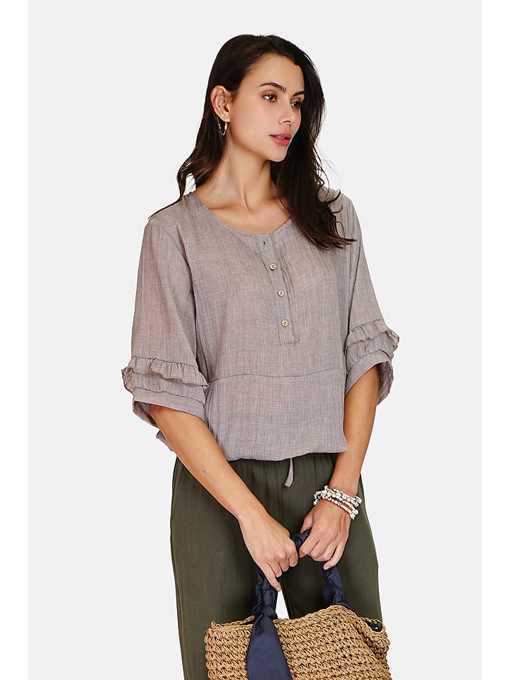 Le Jardin du Lin Lniana bluzka w kolorze szarobrązowym rozmiar: 42