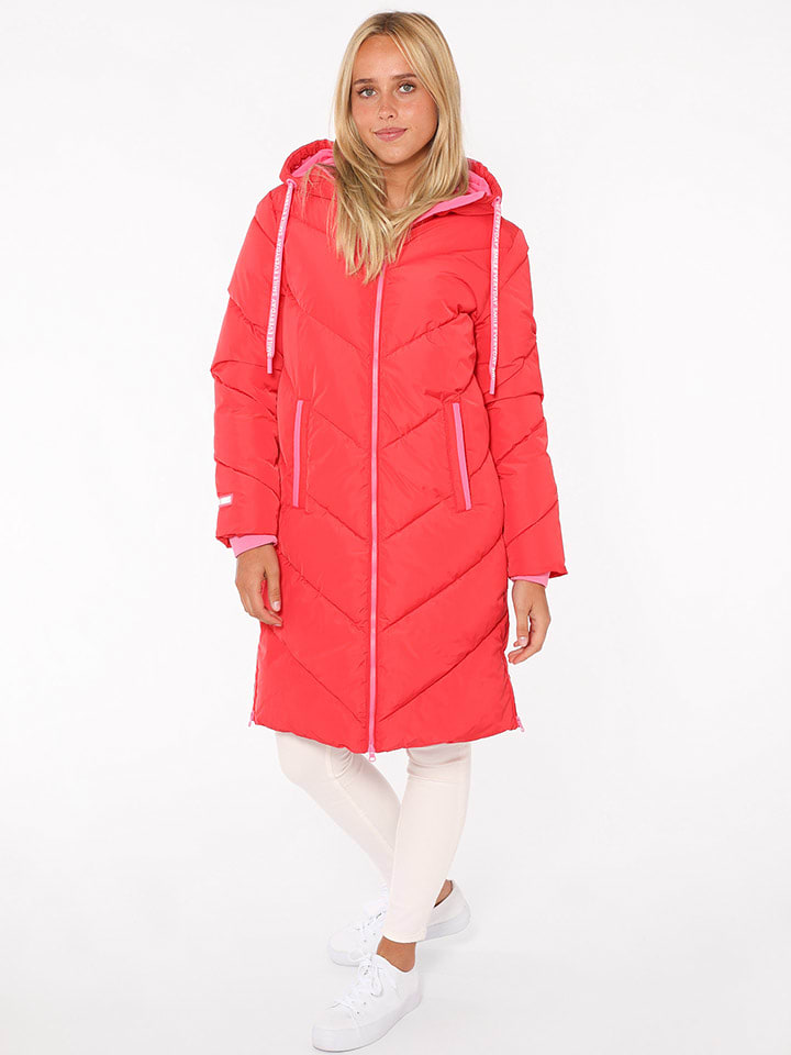 Zwillingsherz Płaszcz pikowany "Good Vibes Only" w kolorze czerwono-jasnoróżowym rozmiar: L